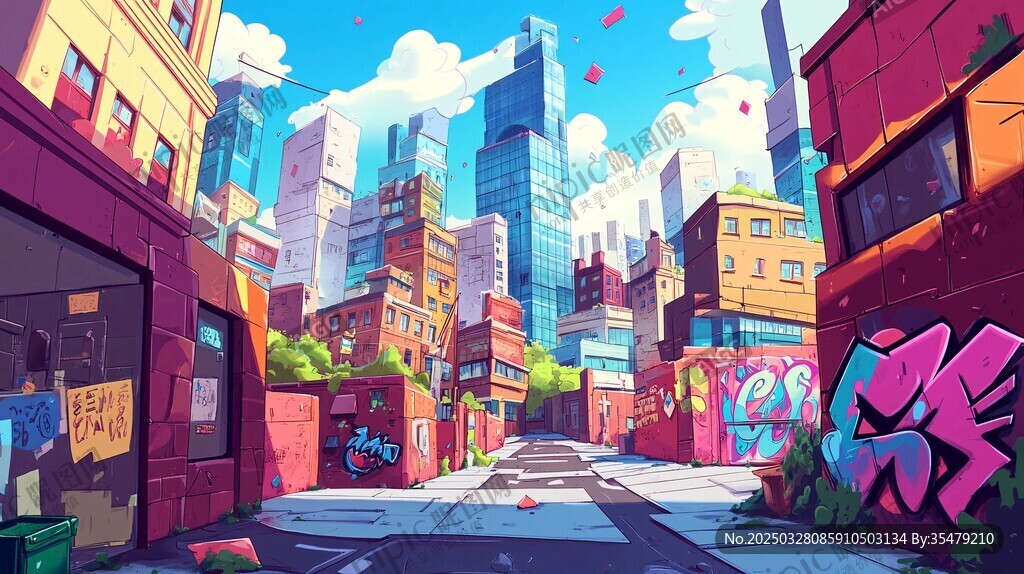 城市街头巷尾的多彩景象