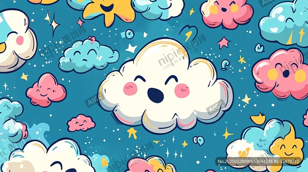 可爱云朵卡通图案背景