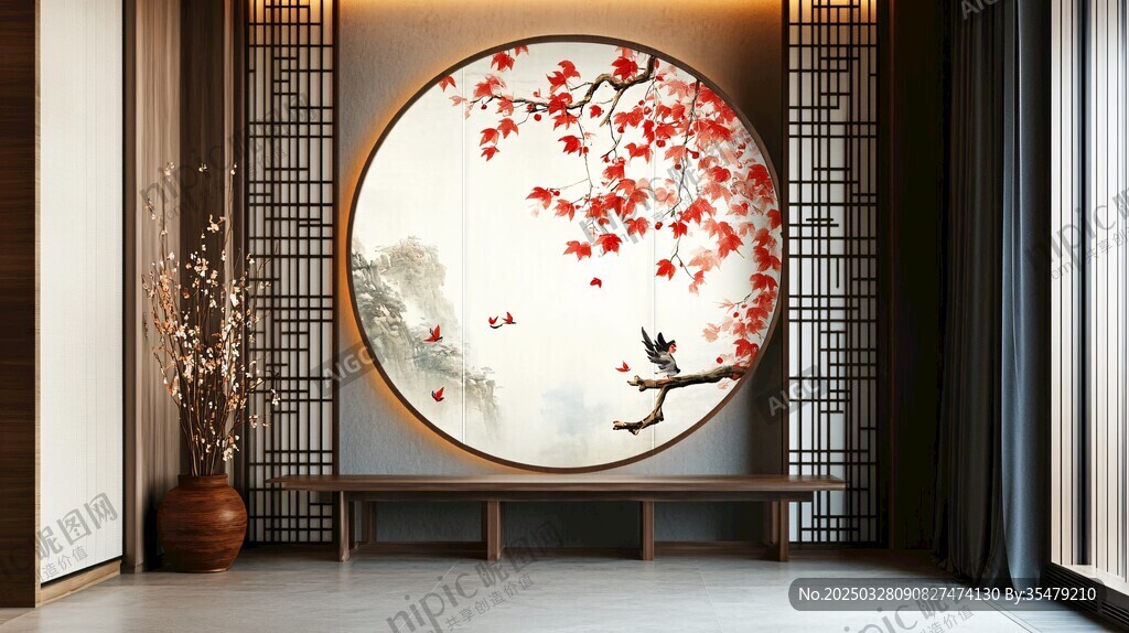 中式雅韵圆窗景