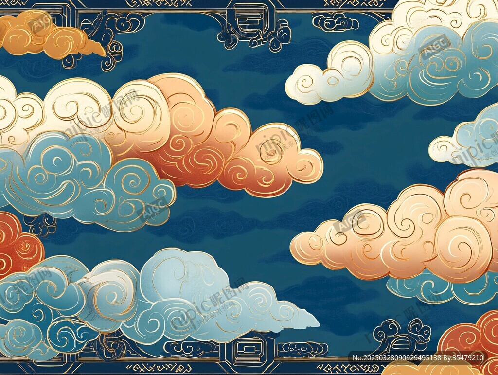 中式古典云纹图案背景