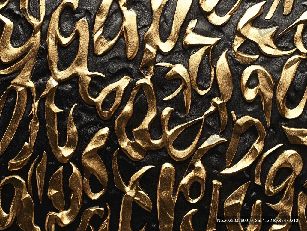 金色立体字母纹理背景