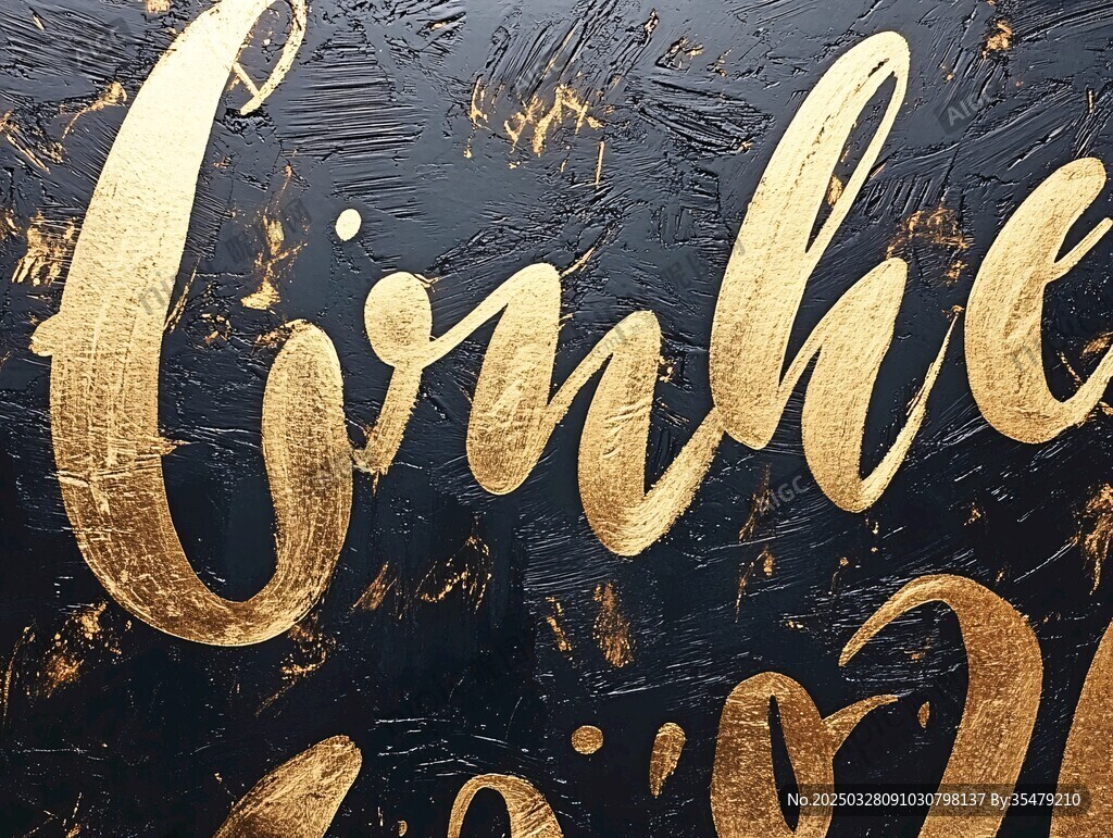 黑金质感手写金色艺术字体