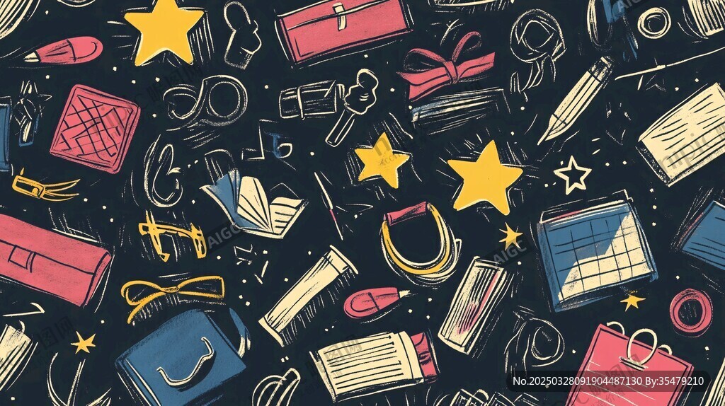 手绘时尚物品图案背景