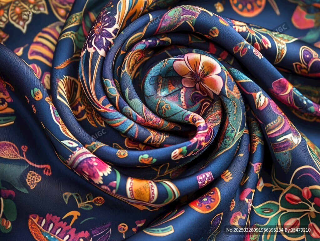 绚丽多彩的螺旋花纹丝绸