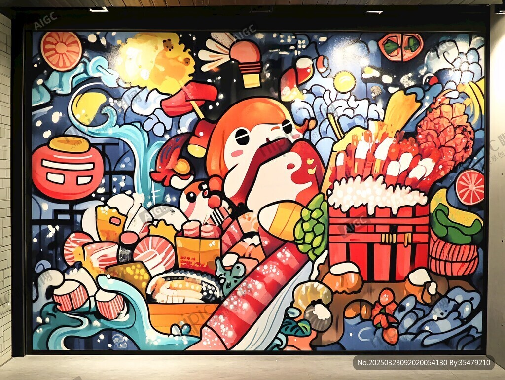 日式美食主题创意壁画