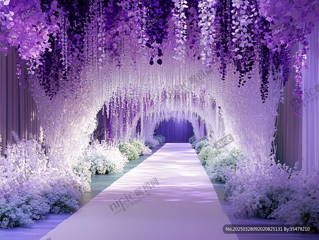 梦幻紫色浪漫婚礼通道