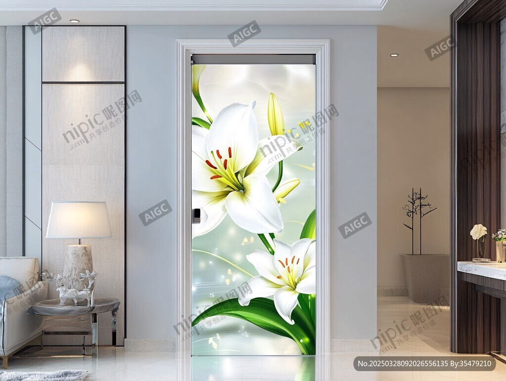 百合花卉玄关精美装饰画