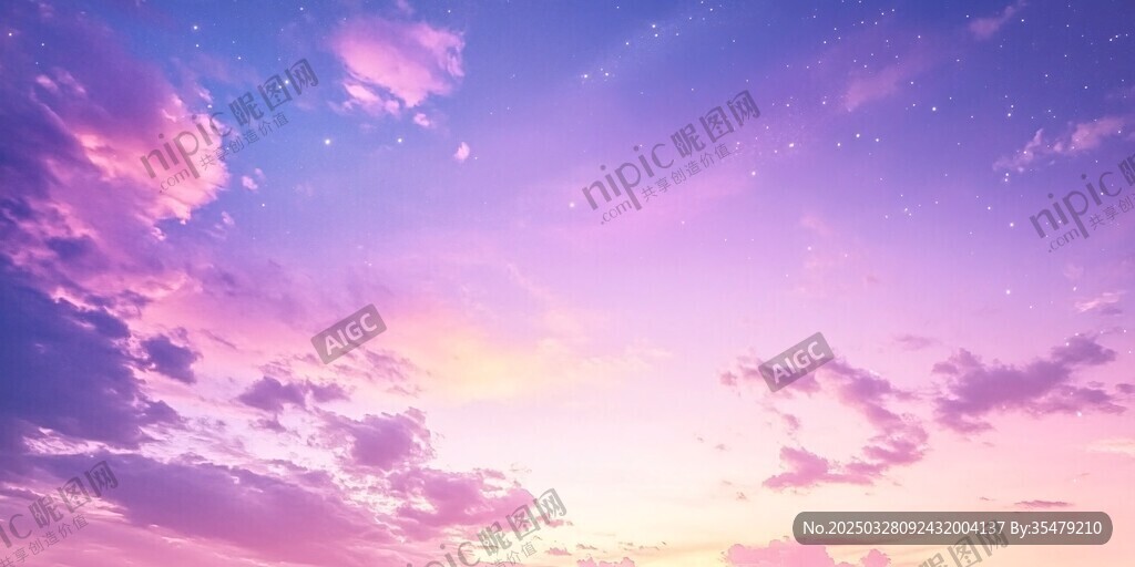 梦幻紫粉色天空与云朵