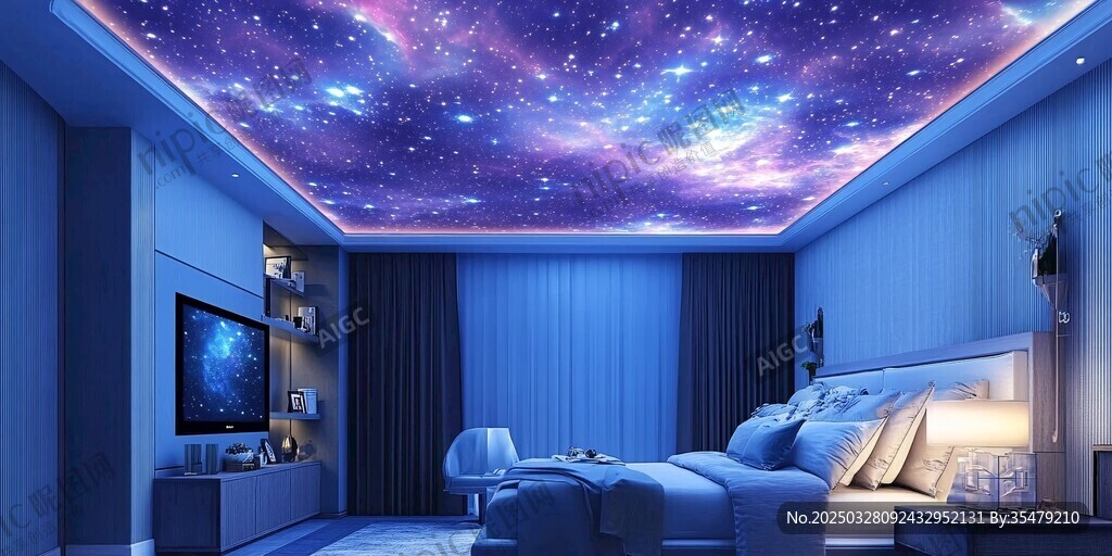梦幻星空卧室天花板设计