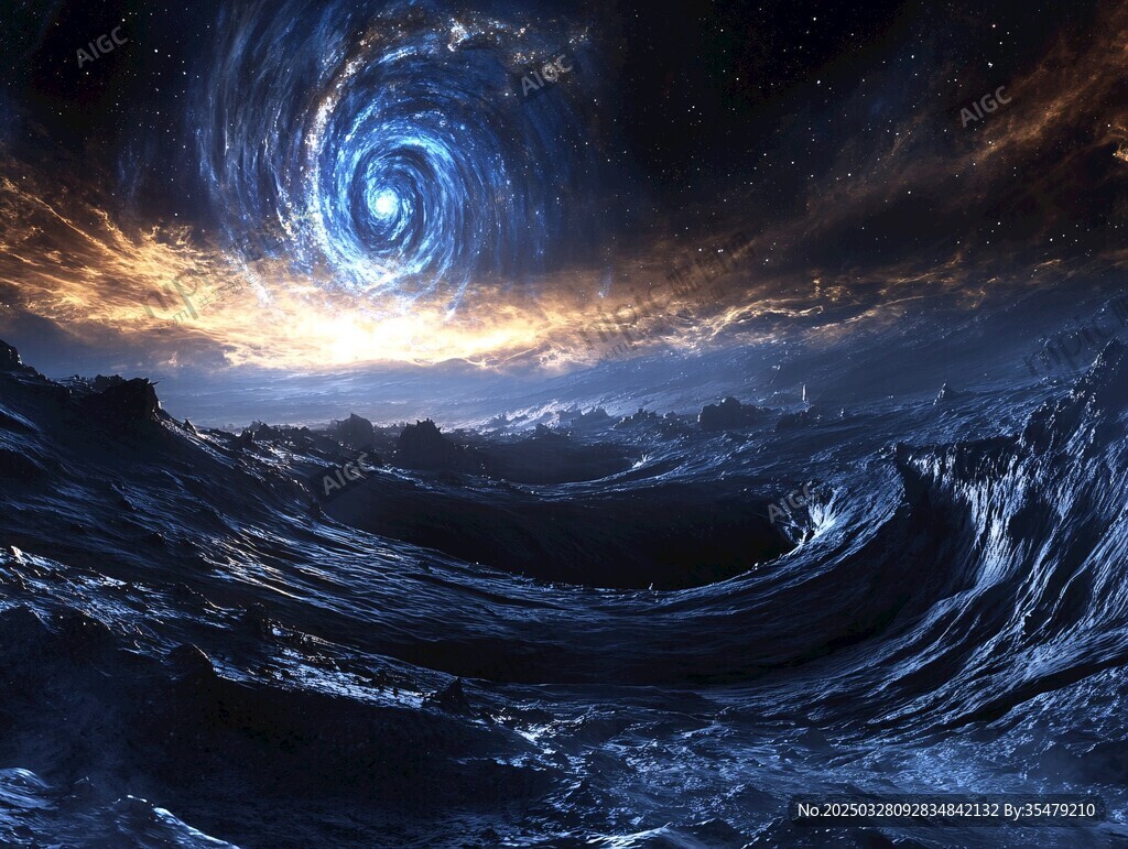 梦幻宇宙下的浩瀚波涛景观