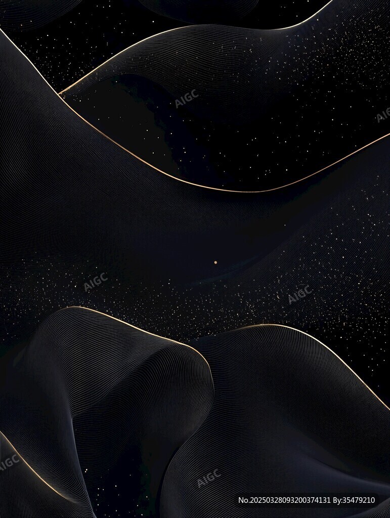 黑金波浪纹理梦幻背景图