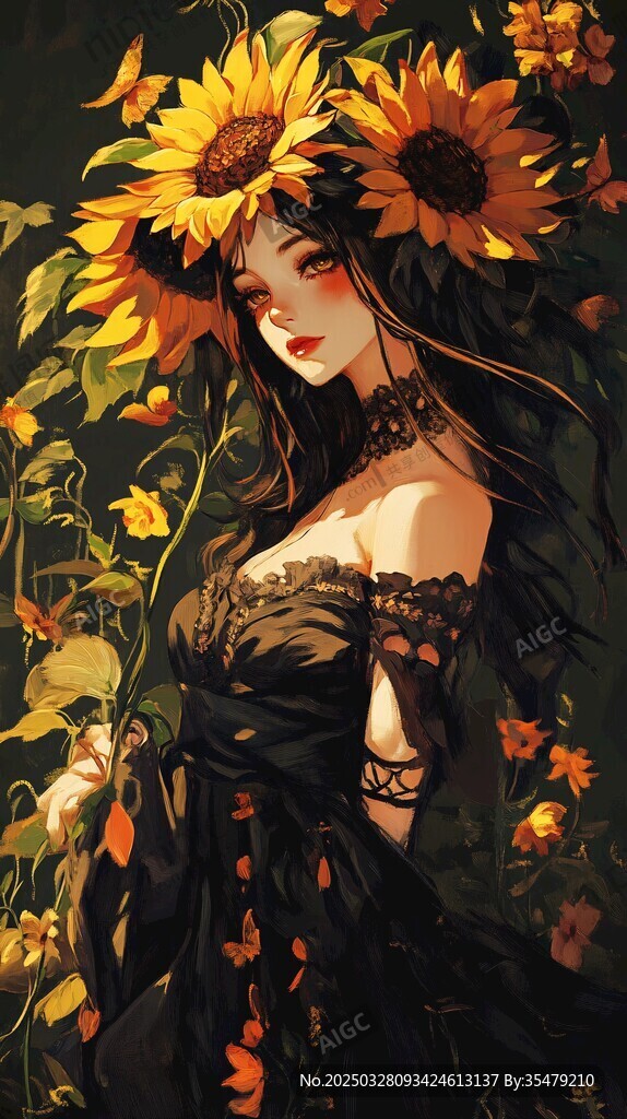 向日葵少女的梦幻形象