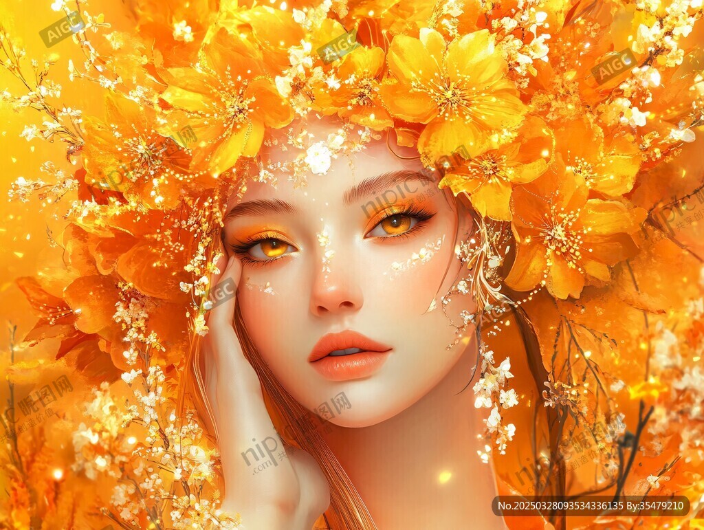 花之精灵 金黄花海中的佳人