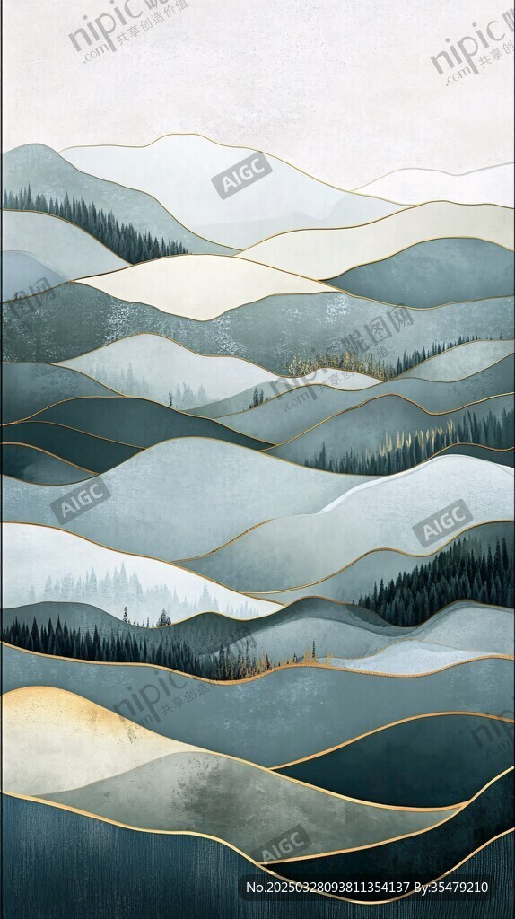 水墨山峦抽象艺术画作