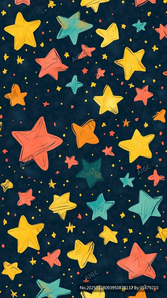 多彩星星梦幻无缝图案