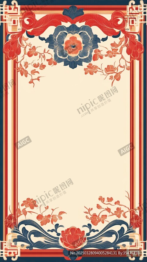 中式古典花纹边框背景图