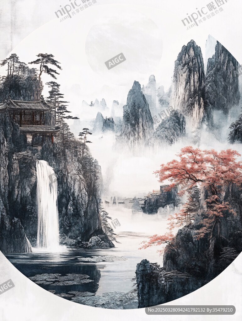 水墨山水间的诗意景致