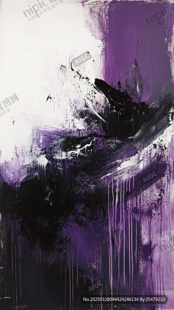 抽象紫黑艺术笔触画作