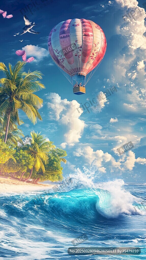 梦幻热气球的海滨之旅