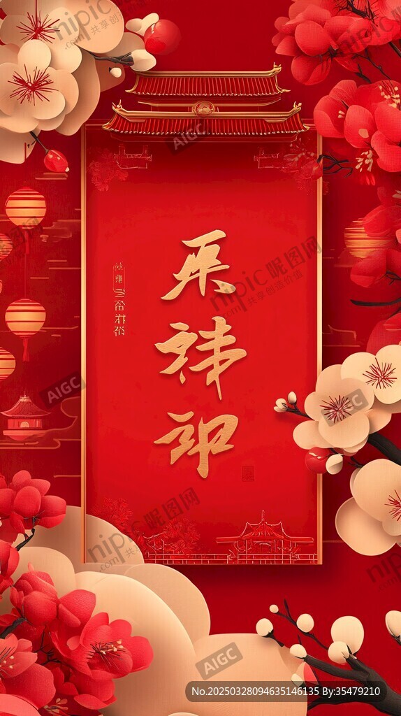喜庆春节来拜年背景图