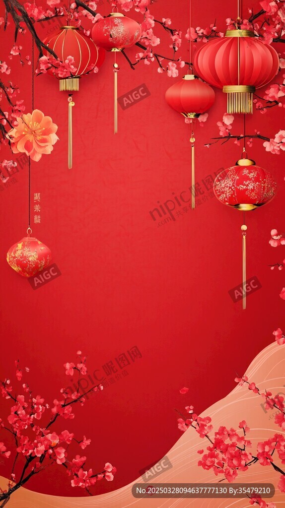 喜庆中国风红灯笼背景图