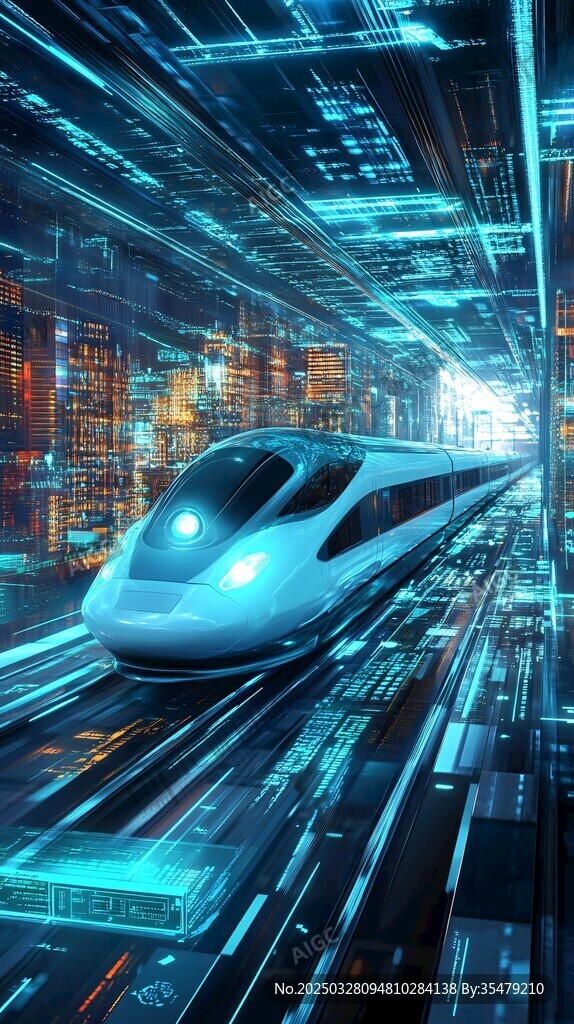 未来感高速列车穿梭科技空间