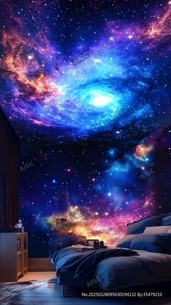 梦幻星空卧室背景墙