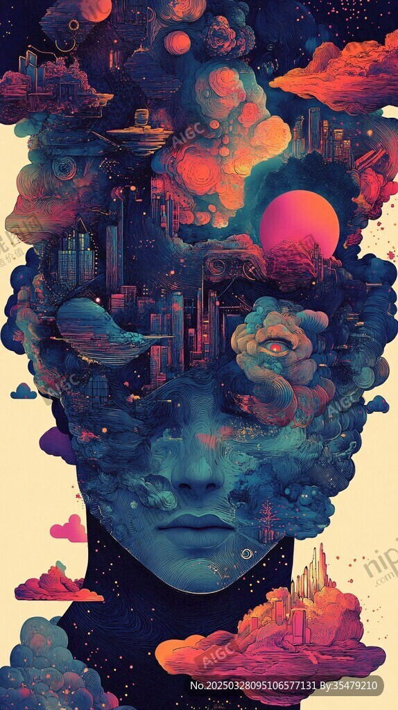 梦幻头脑中的奇幻宇宙景象