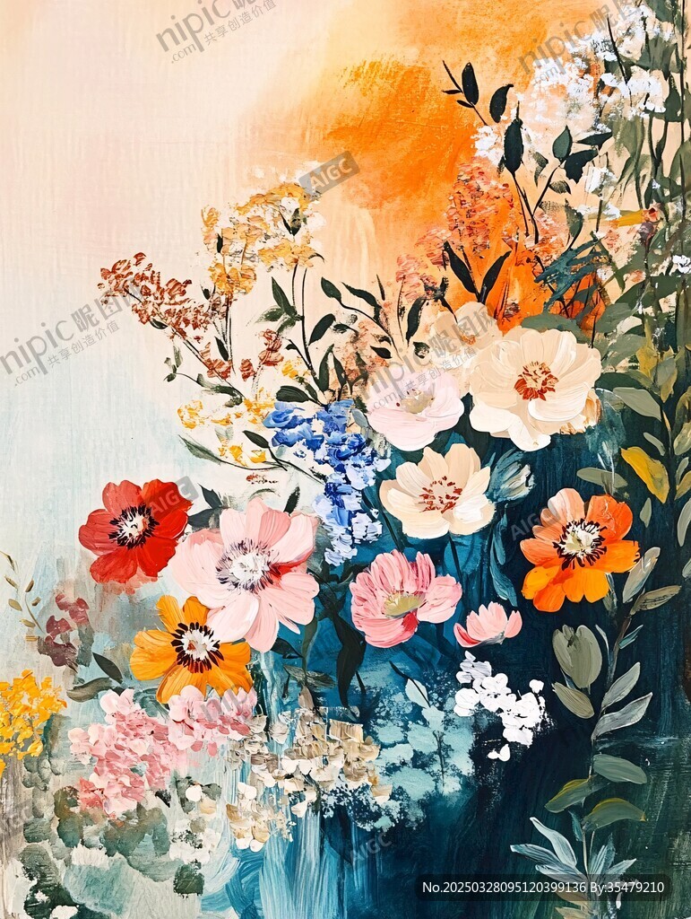 缤纷花卉水彩艺术画作