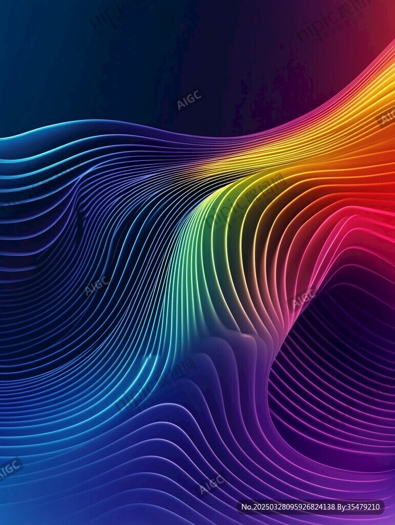 绚丽多彩的波浪线条图案