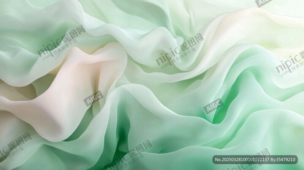 轻柔渐变绿纱织物纹理