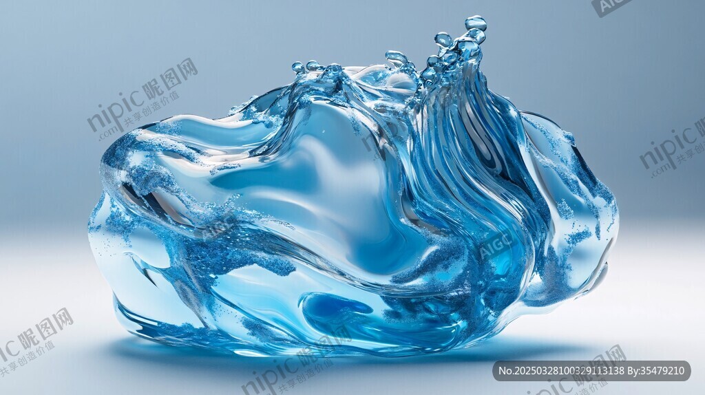 灵动蓝色液体雕塑