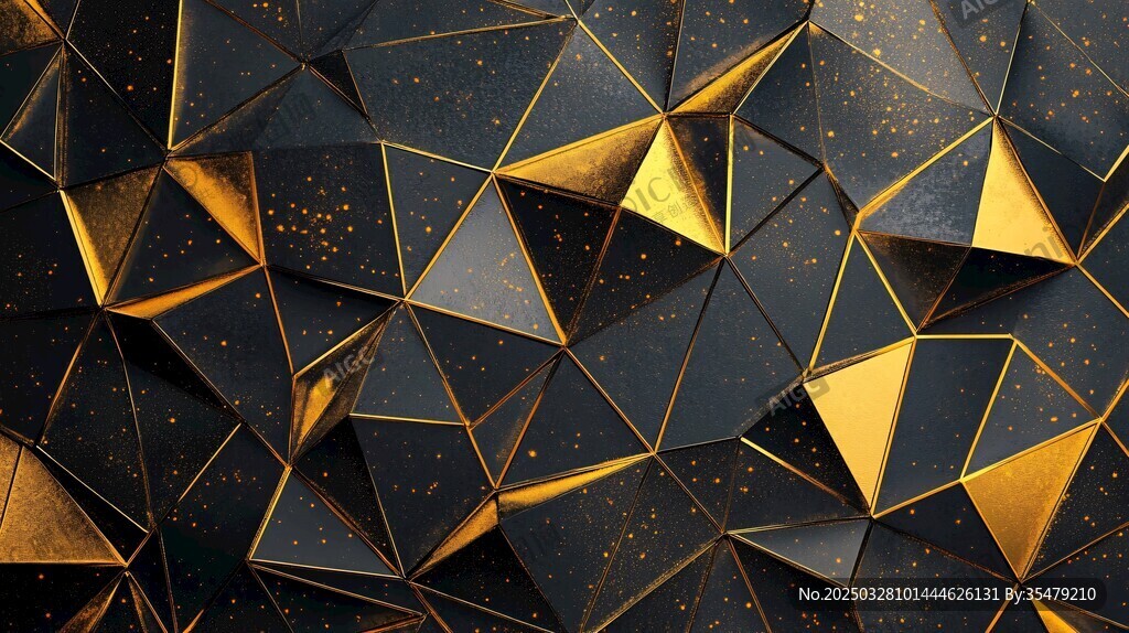 黑金几何立体拼接纹理背景