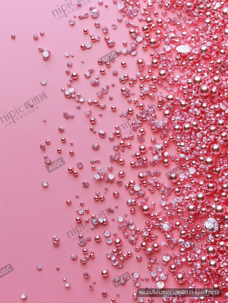粉色背景上的闪亮小珠子