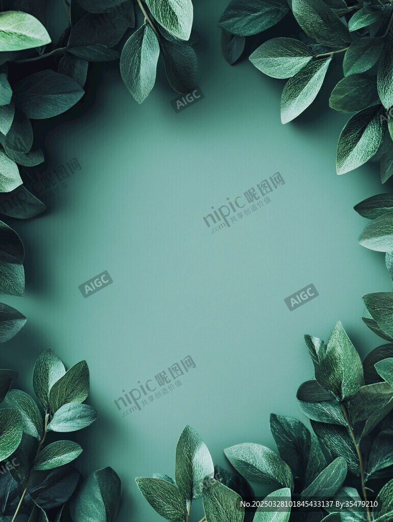 绿叶环绕的清新背景