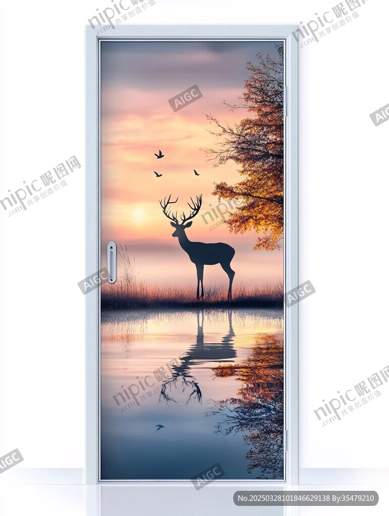 梦幻鹿景门贴画