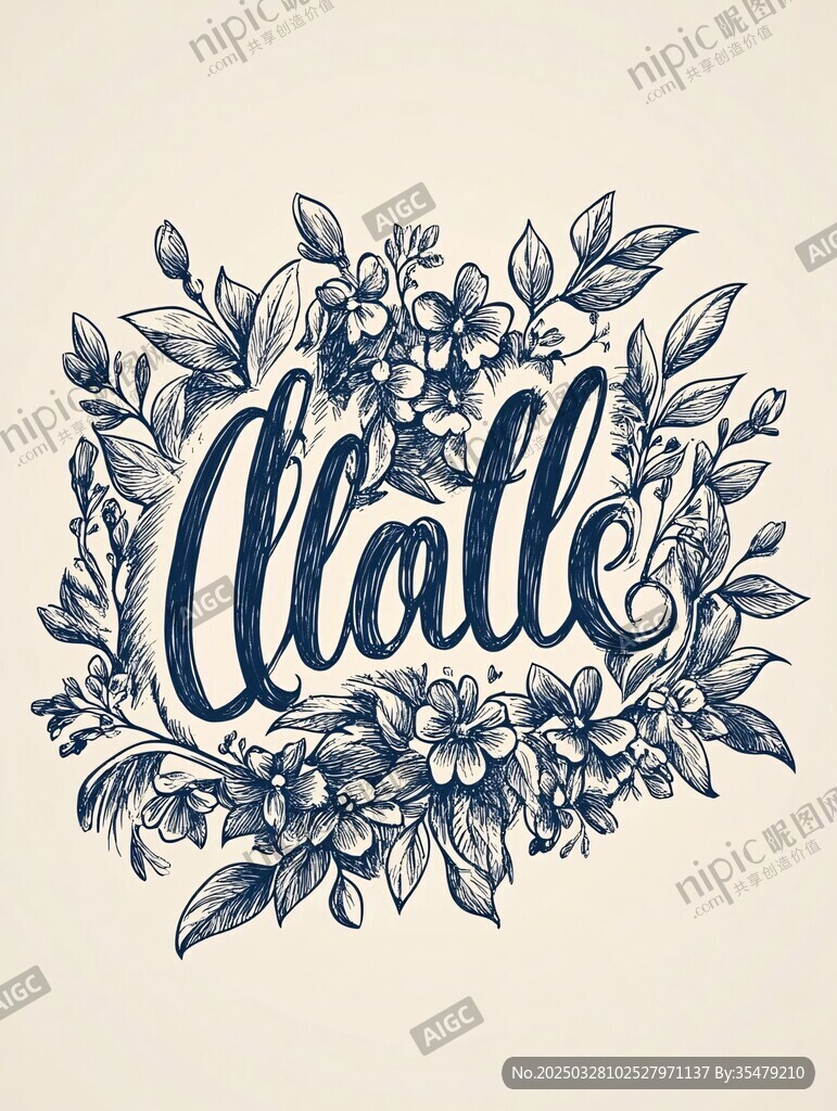 花卉环绕的 Alalle 手写艺术