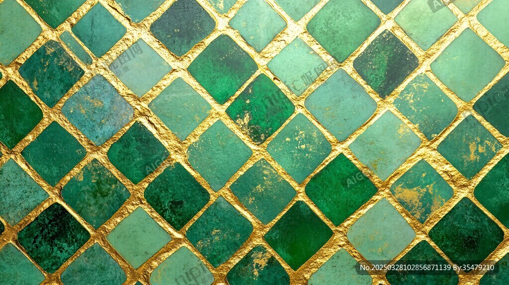 绿金相间马赛克瓷砖纹理