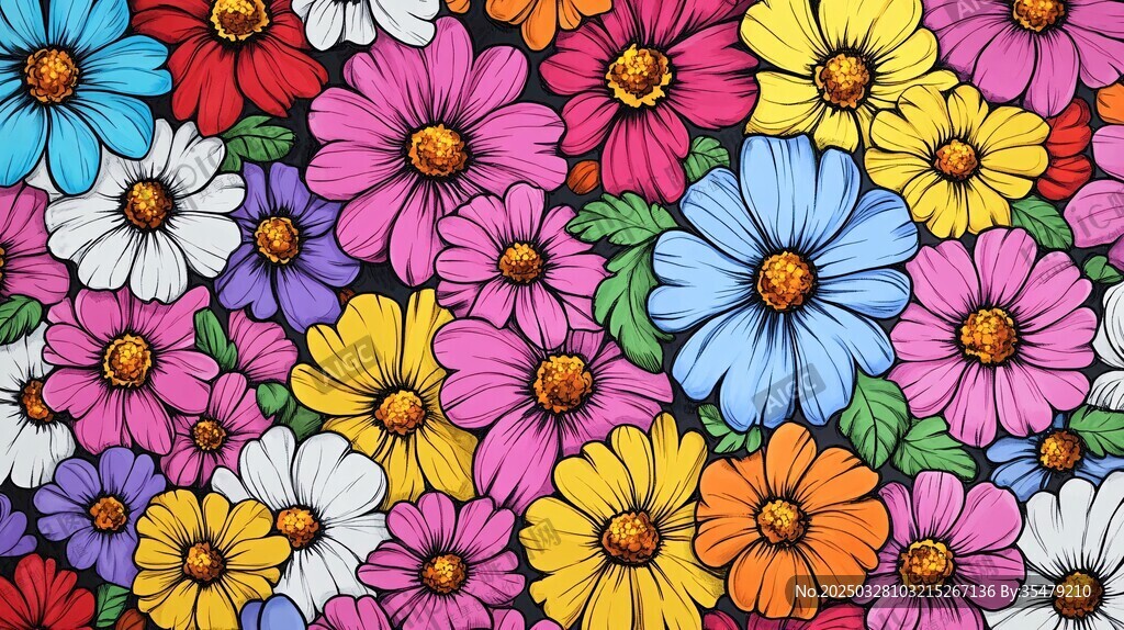 缤纷多彩花卉图案背景