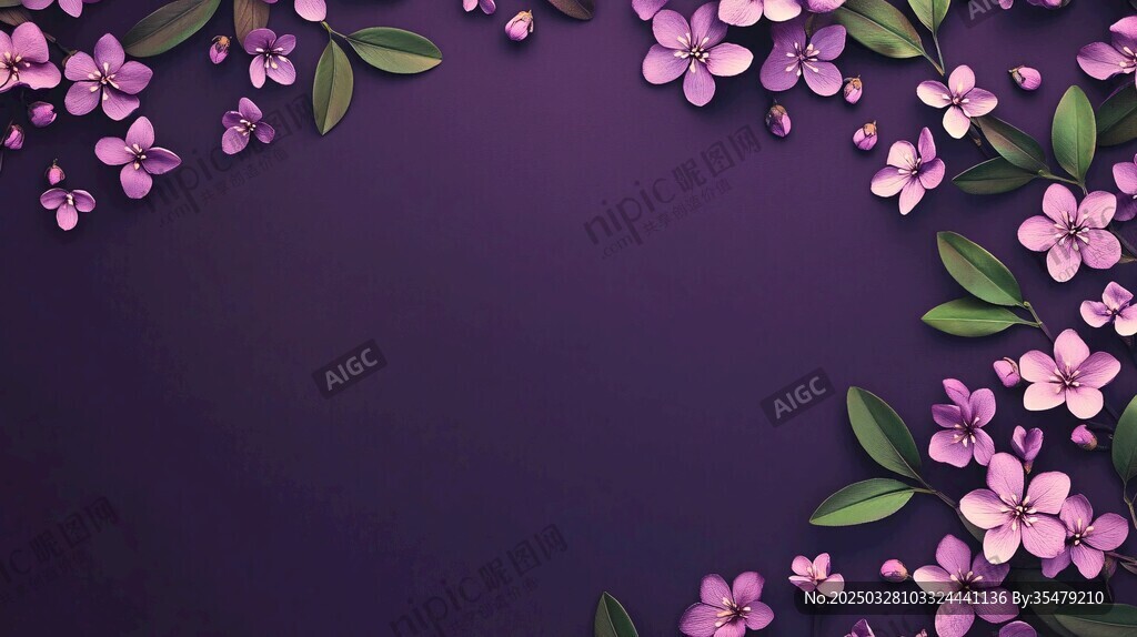 紫色花卉边框背景图