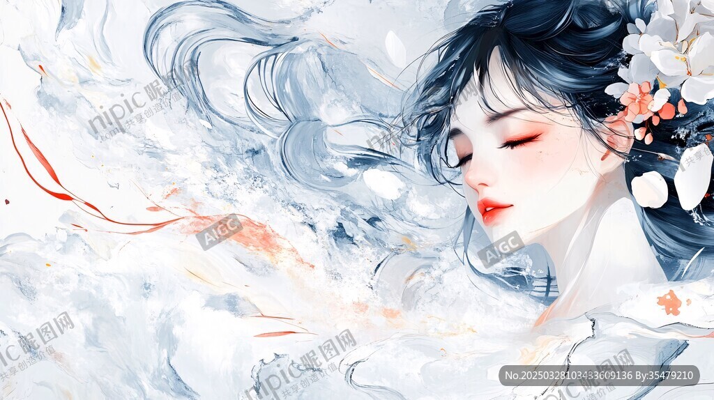 水墨古风女子飘逸唯美图