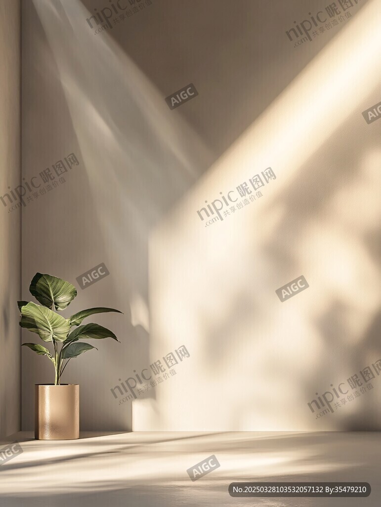 室内绿植与光影艺术场景