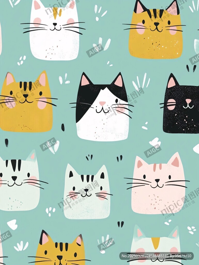 可爱猫咪图案背景图