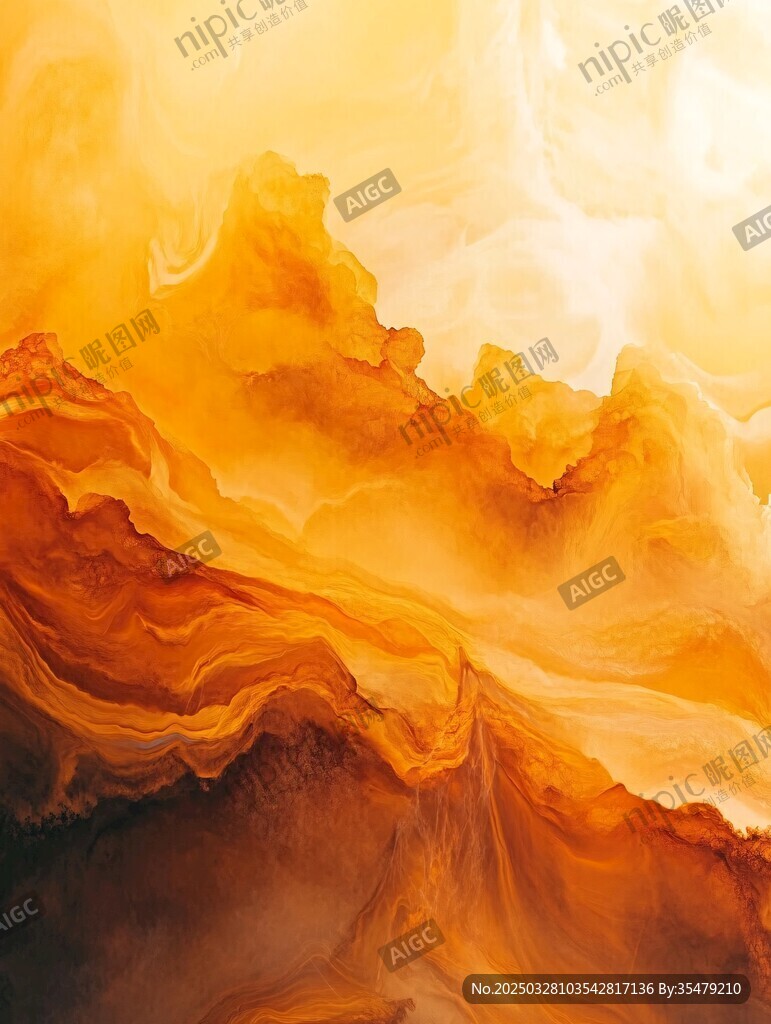 梦幻金色山峦抽象景观