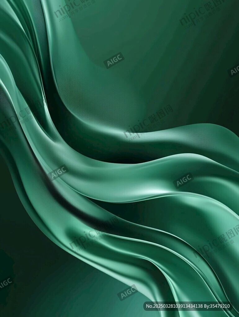 翠绿色丝绸般流动背景