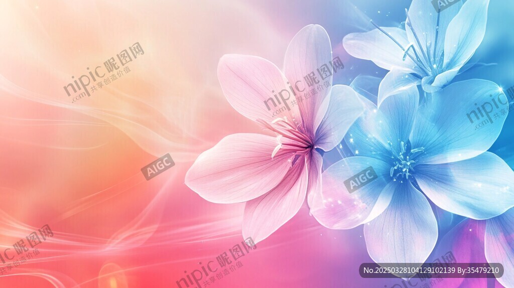 梦幻绚丽花朵背景图