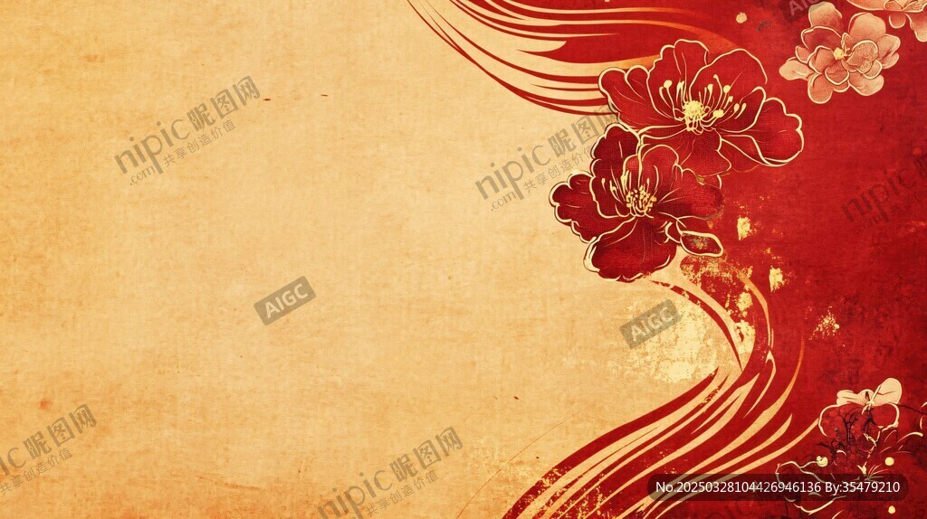 中式复古风花卉背景图