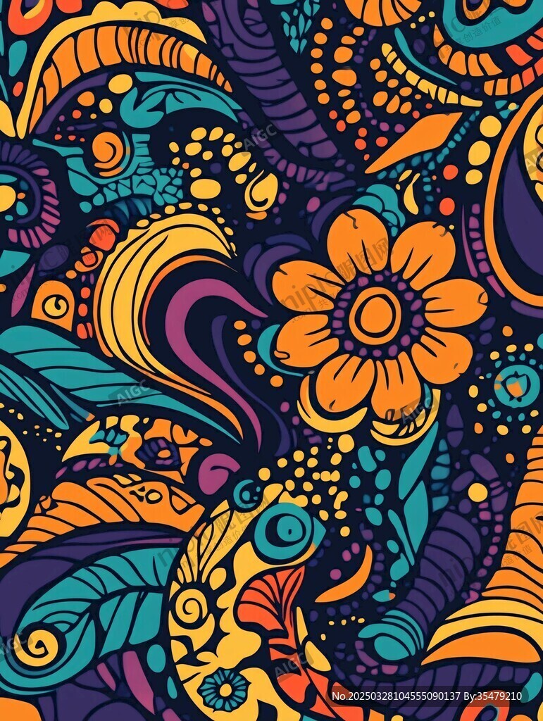 多彩花卉抽象艺术图案
