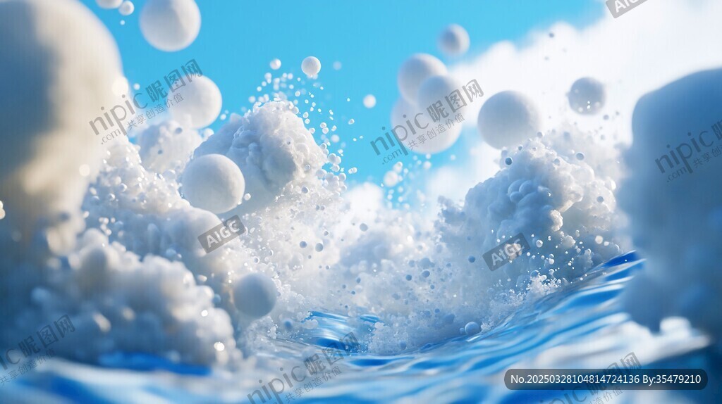 泡沫浪花中的梦幻水世界