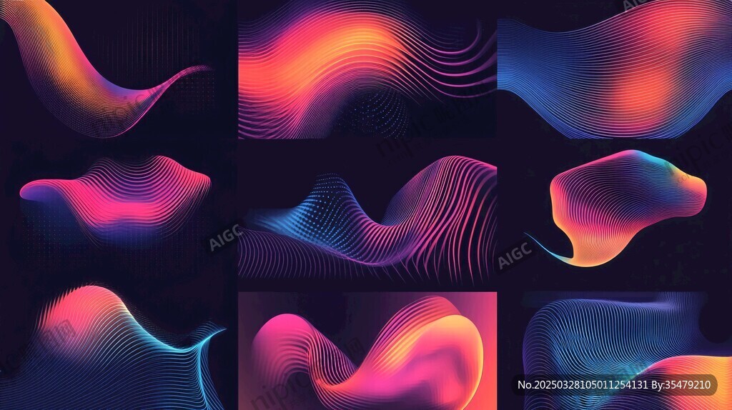 梦幻流体渐变抽象图案集合
